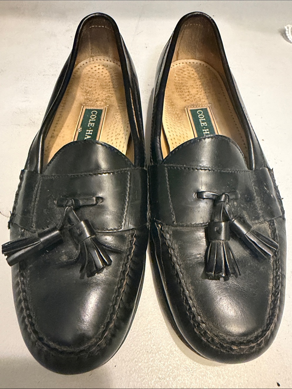 Cole Haan Black Leather Tassel Loafers